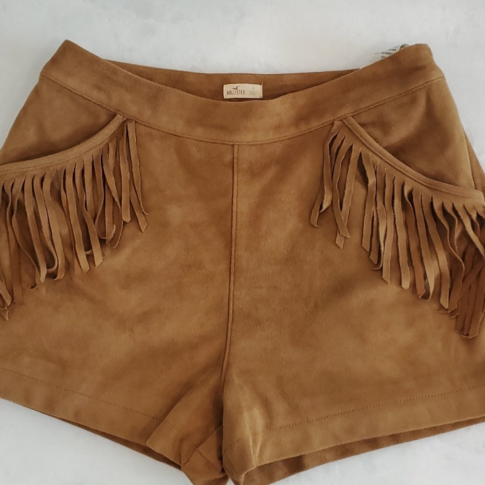 Light brown fringe shorts